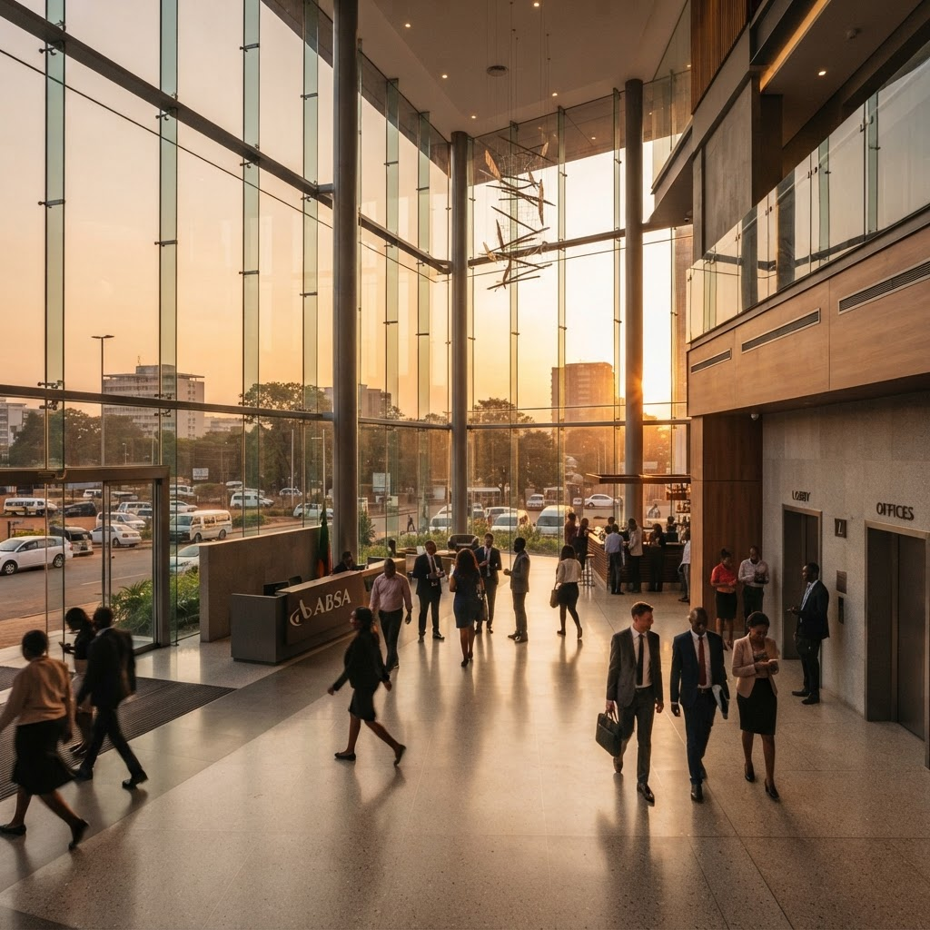 Lusaka business district at golden hour